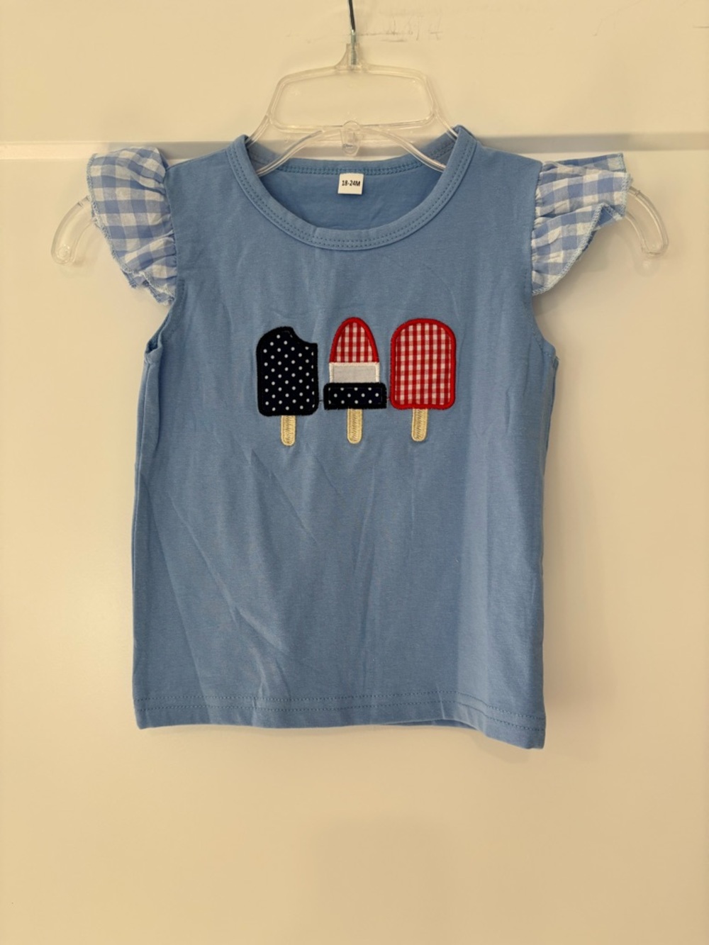 Boutique Patriotic 4th of July popsicle embroidered shirt 18-24 months